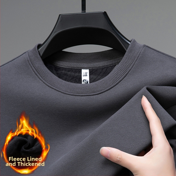 Vyrų medvilnės-poliesterio mišinio megztinis su mulberry šilku, apvalus kaklas, ilgos rankovės, be pamušalo, pavasaris-ruduo, 2024 m. žiema