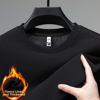 Vyrų medvilnės-poliesterio mišinio megztinis su mulberry šilku, apvalus kaklas, ilgos rankovės, be pamušalo, pavasaris-ruduo, 2024 m. žiema