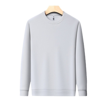 Vyrų medvilnės-poliesterio mišinio megztinis su mulberry šilku, apvalus kaklas, ilgos rankovės, be pamušalo, pavasaris-ruduo, 2024 m. žiema