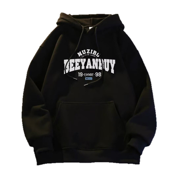 Vyrų gobtuvu megztinis su fliso pamušalu, stovi apykaklė, laisvas kirpimas