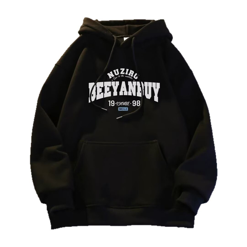 Vyrų gobtuvu megztinis su fliso pamušalu, stovi apykaklė, laisvas kirpimas