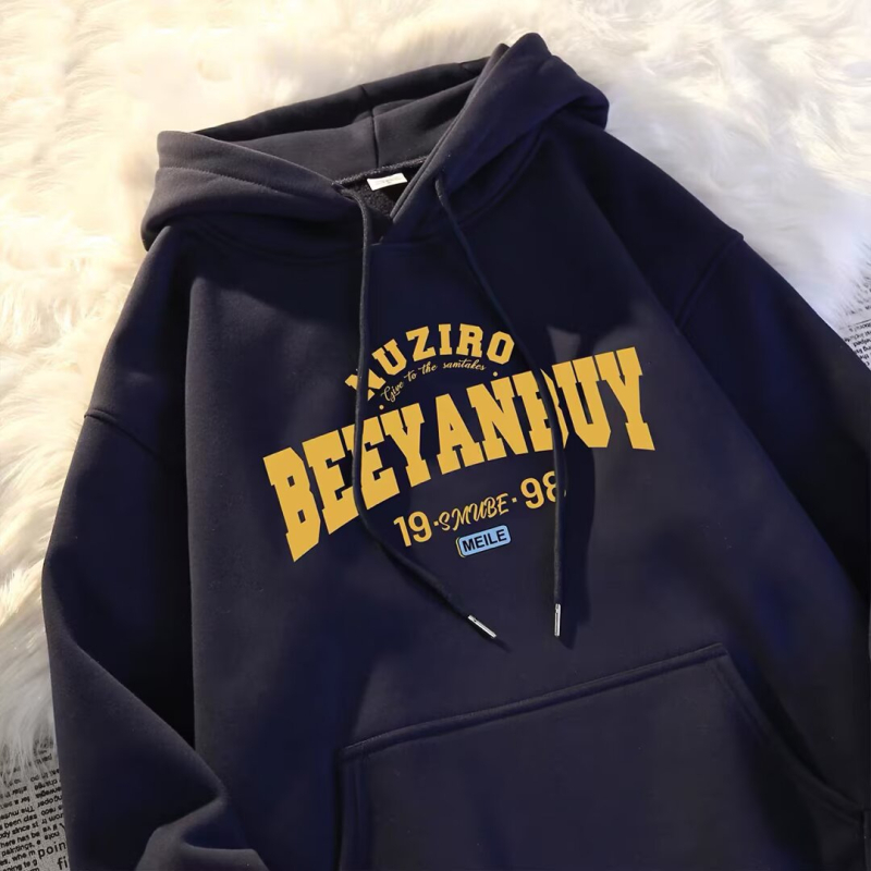 Vyrų gobtuvu megztinis su fliso pamušalu, stovi apykaklė, laisvas kirpimas