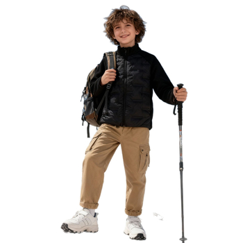 Vaikų pūkuotas vidinis džensas – lengvas ir šiltas, užtrauktukas, ilgos rankovės, be gobtuvo, poliesterio audinys ir pamušalas, 2025 rudens leidimas