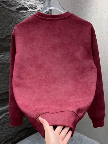 Tie-dye raštu megztinis, ilgos rankovės, apvali kakla, fleece vidinis pamušalas