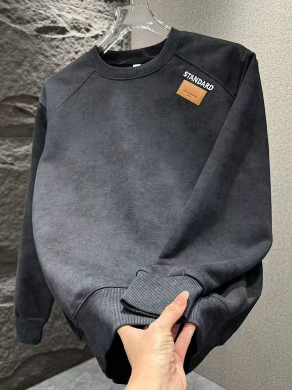 Tie-dye raštu megztinis, ilgos rankovės, apvali kakla, fleece vidinis pamušalas