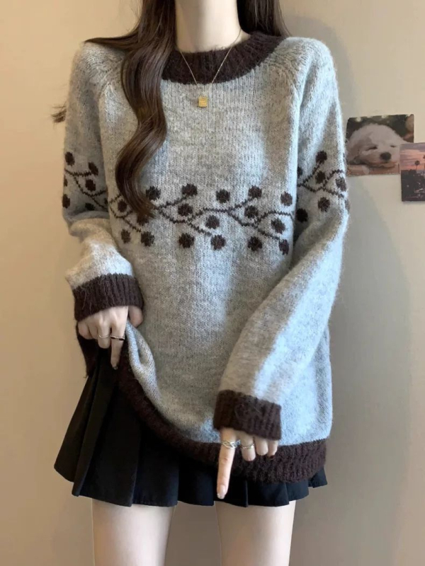 Pulover din ice silk, guler rotund, mâneci tip prințesă, grosime normală, primăvara 2025