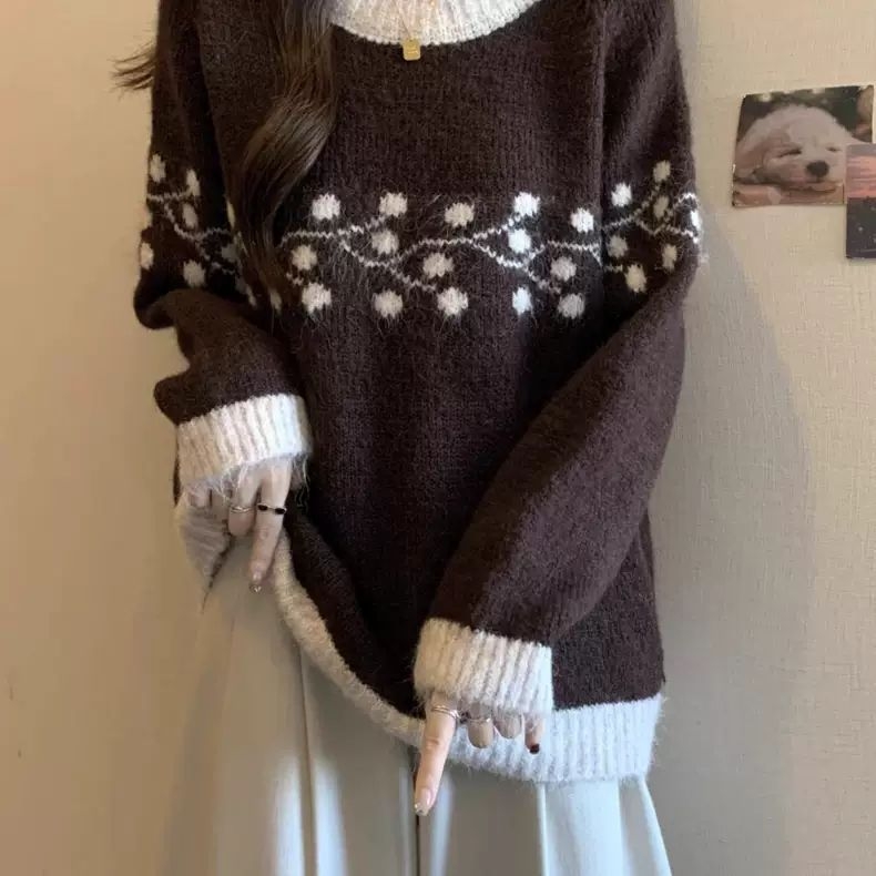 Pulover din ice silk, guler rotund, mâneci tip prințesă, grosime normală, primăvara 2025