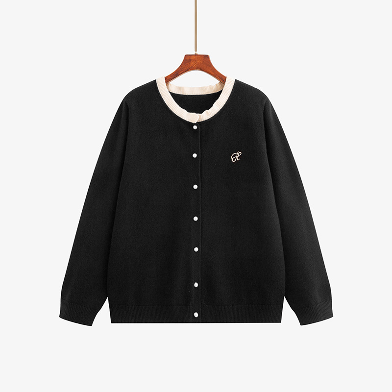 Плюс размер дамски кардиган с кух кръгло деколте и Andy velvet плат, полиестер 70–80% и вискоза 20–30%, Зима 2025