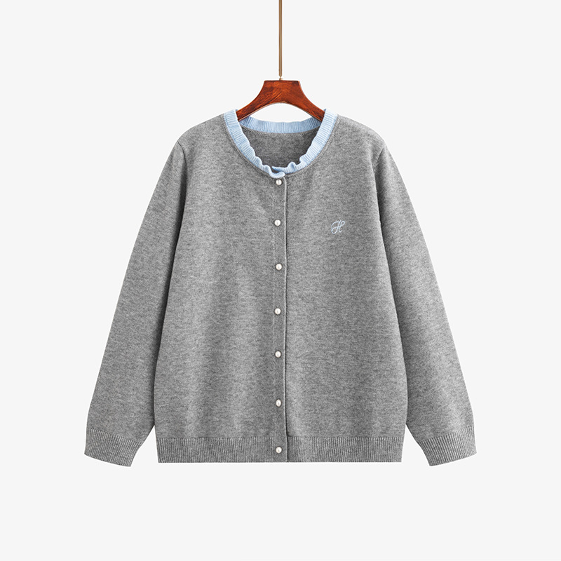 Плюс размер дамски кардиган с кух кръгло деколте и Andy velvet плат, полиестер 70–80% и вискоза 20–30%, Зима 2025