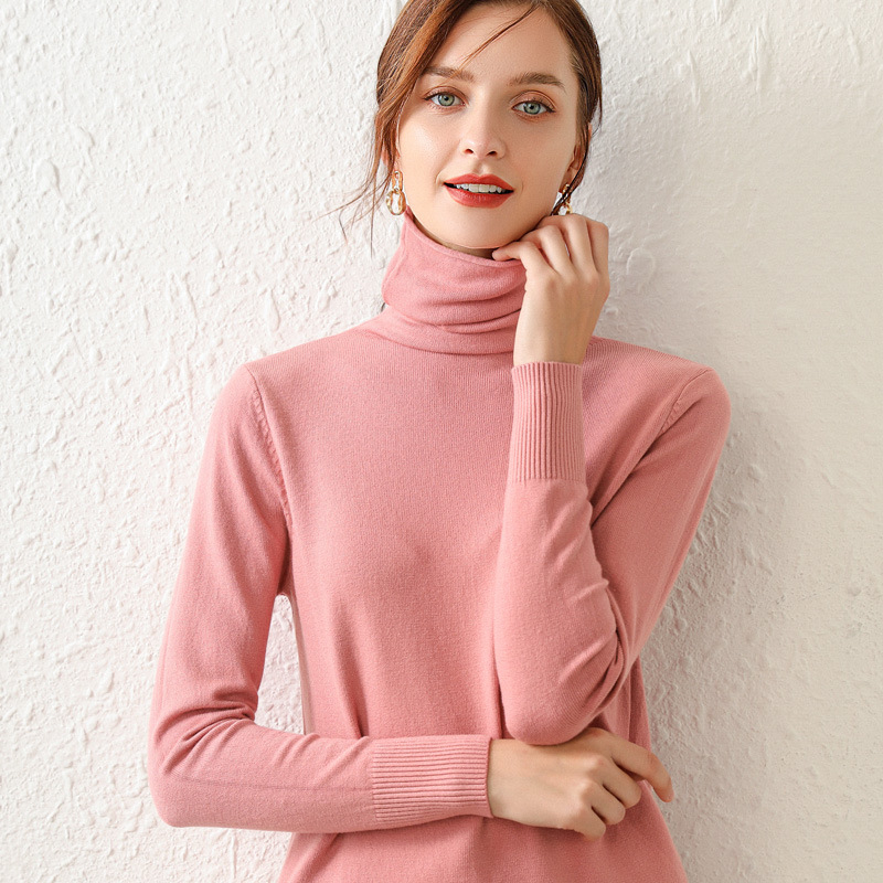 Pulover tricotat din lână, croială slim, mâneci lungi, culoare uni, compoziție: lână, viscoză și poliester