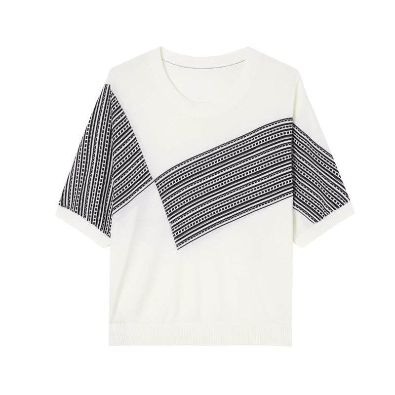 Majica kratkih rukava od svilenog pletenog materijala, okrugli izrez, slobodan kroj, duljina 50–65 cm, korejski stil