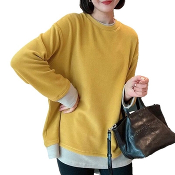 Plus size ženska majica s dugim rukavima od dvostrukog baršuna, ležernog kroja, topli sloj za jesen-zimu