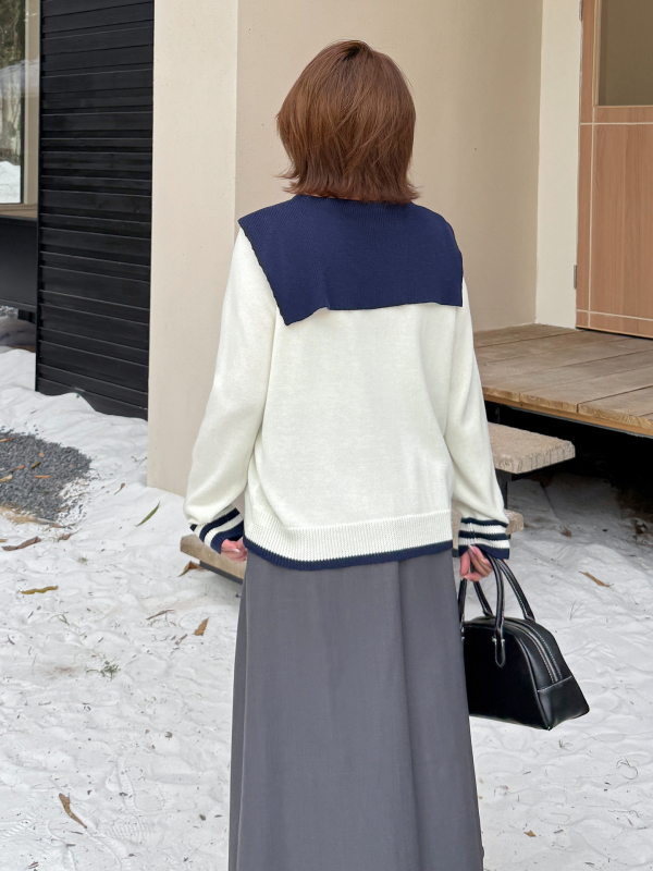 Пуловер с качулка от вълнена смес, бродерия, дълги ръкави, средна дебелина