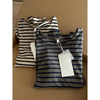 Ženski T‑shirt s kontrastnim prugama, dugim rukavima, okrugli izrez, ležerni stil, za proljeće i jesen
