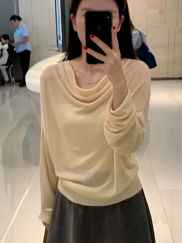 Pleten džemper s kapuljom, dugi rukavi, minimalistički japansko-korejski stil, vunena tkanina s viskozom, normalan kroj