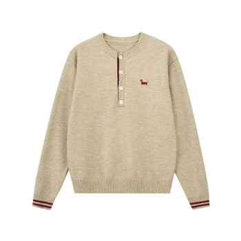 Pulover tricotat pentru bărbați, cu guler semi-deschis, tricotaj jacquard, croială lejeră, mâneci lungi