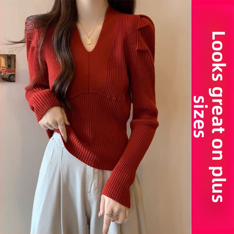 Pletený základný top s V výstrihom, chenille úplet, spandex do 30%, prekrytie brucha