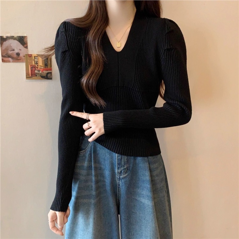 Megztas pagrindinis viršus su V kaklu, chenille audinys, spandex iki 30%, pilvo dengimas