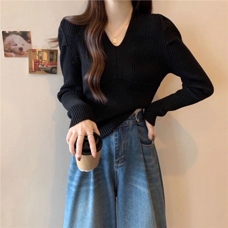 Megztas pagrindinis viršus su V kaklu, chenille audinys, spandex iki 30%, pilvo dengimas