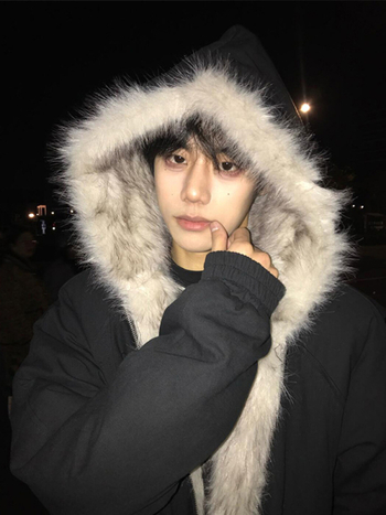 Muška kapuljačasta jakna s poliester punjenjem i podstavom, zatvarač, zimska toplina, bočni džepovi