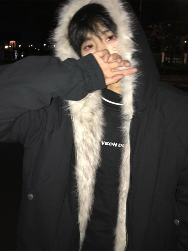 Muška kapuljačasta jakna s poliester punjenjem i podstavom, zatvarač, zimska toplina, bočni džepovi