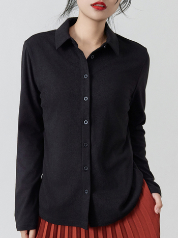 Дамска риза‑кардиган от бархат с Polo яка, дълги ръкави, 90–95% полиестер, спандекс смес