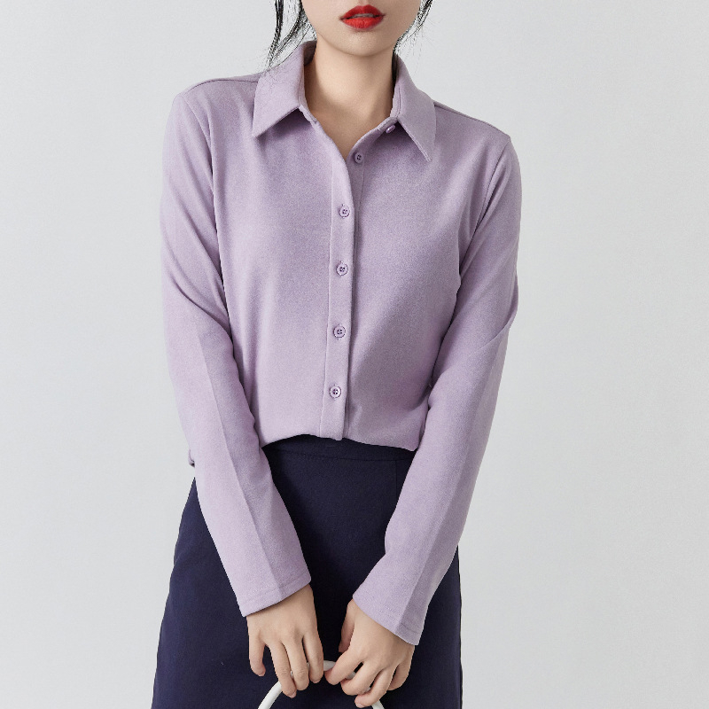 Дамска риза‑кардиган от бархат с Polo яка, дълги ръкави, 90–95% полиестер, спандекс смес