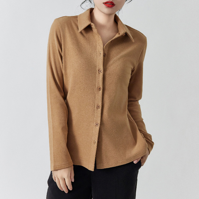 Дамска риза‑кардиган от бархат с Polo яка, дълги ръкави, 90–95% полиестер, спандекс смес