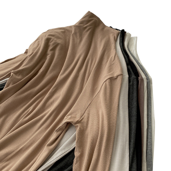 Nėščiosioms ilgomis rankovėmis viršus su pusaukščiu kaklu, siaura kirpimo, rudens-žiema, vienos spalvos, viskozės audinys su iki 30% elastano