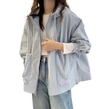 Palton trenț cu glugă din chenille cu spandex, primăvara 2025, stil japonez-coreean casual, mâneci 3/4