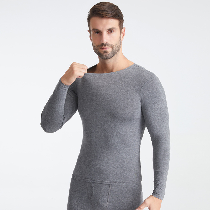 Мъжки термо комплект: пуловер с кръгла яка и долнище, вискоза 95%, гъста тъкан, с тесен силует, топъл и мек