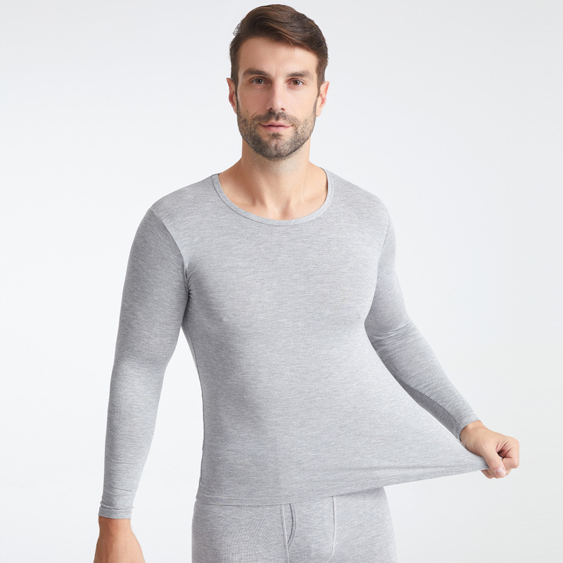 Мъжки термо комплект: пуловер с кръгла яка и долнище, вискоза 95%, гъста тъкан, с тесен силует, топъл и мек