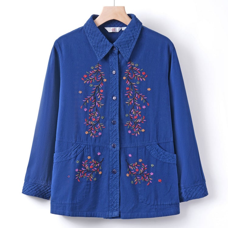 Ανοιξιάτικο λεπτό σακάκι για γυναίκες μέσης ηλικίας και ηλικιωμένες, μακρυμάνικο Top για μητέρες, ντύσιμο για γιαγιά (Υλικό: Βαμβάκι; Κύριο ύφασμα: Βαμβάκι; Περιεκτικότητα κύριου υφάσματος: 30% και κάτω; Στυλ: Κινέζικο στυλ)