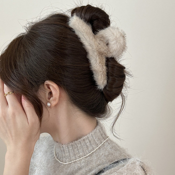 Gripper plaukų segtuvas – korėjos stiliaus, pūkuotas audinys, rankų darbo, galvos aksesuaras