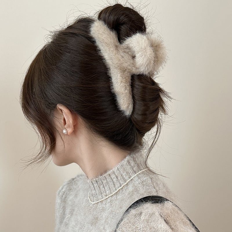 Gripper plaukų segtuvas – korėjos stiliaus, pūkuotas audinys, rankų darbo, galvos aksesuaras