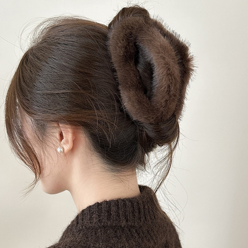 Gripper plaukų segtuvas – korėjos stiliaus, pūkuotas audinys, rankų darbo, galvos aksesuaras