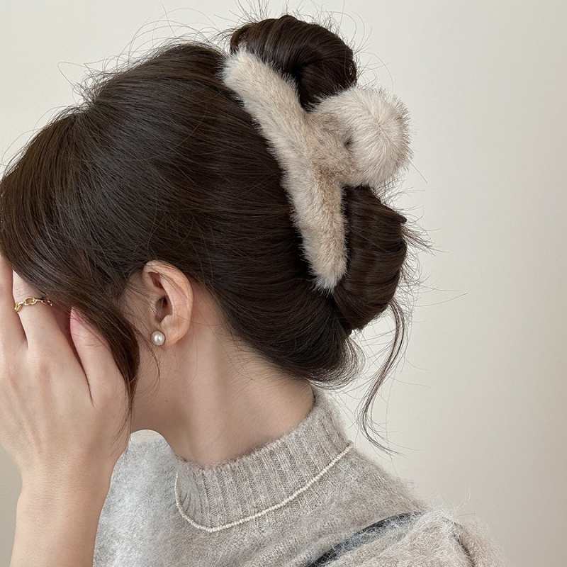 Gripper plaukų segtuvas – korėjos stiliaus, pūkuotas audinys, rankų darbo, galvos aksesuaras