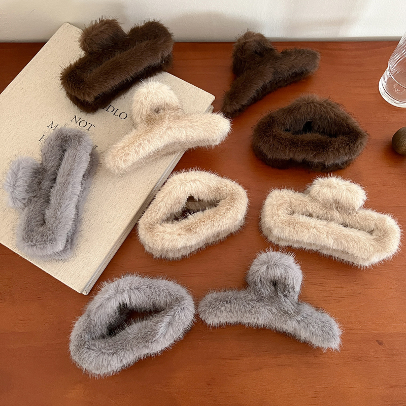 Gripper plaukų segtuvas – korėjos stiliaus, pūkuotas audinys, rankų darbo, galvos aksesuaras