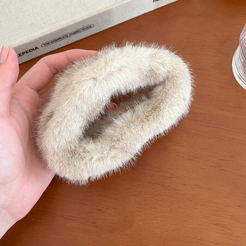 Gripper plaukų segtuvas – korėjos stiliaus, pūkuotas audinys, rankų darbo, galvos aksesuaras