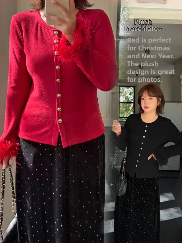 Džemper s kapucjom i odvojivom pravom mink krznom, umjetni kašmir, uski kroj, zima 2025