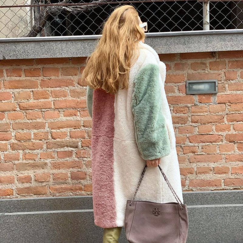 Ilgs mākslīgās kažokādas mētelis no Rex truša, Eiropas stils, reversa apkakle, garas piedurknes, sievietēm rudens–ziemas ārējais apģērbs, elegantais dizains