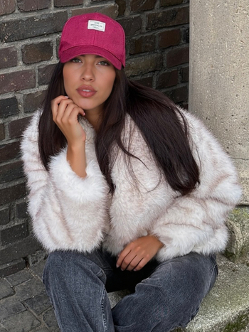 Παλτό από ψεύτικη γούνα με μεγάλο πέτο, μεσαίου μήκους, μακριά μανίκια, imitation Fox plush