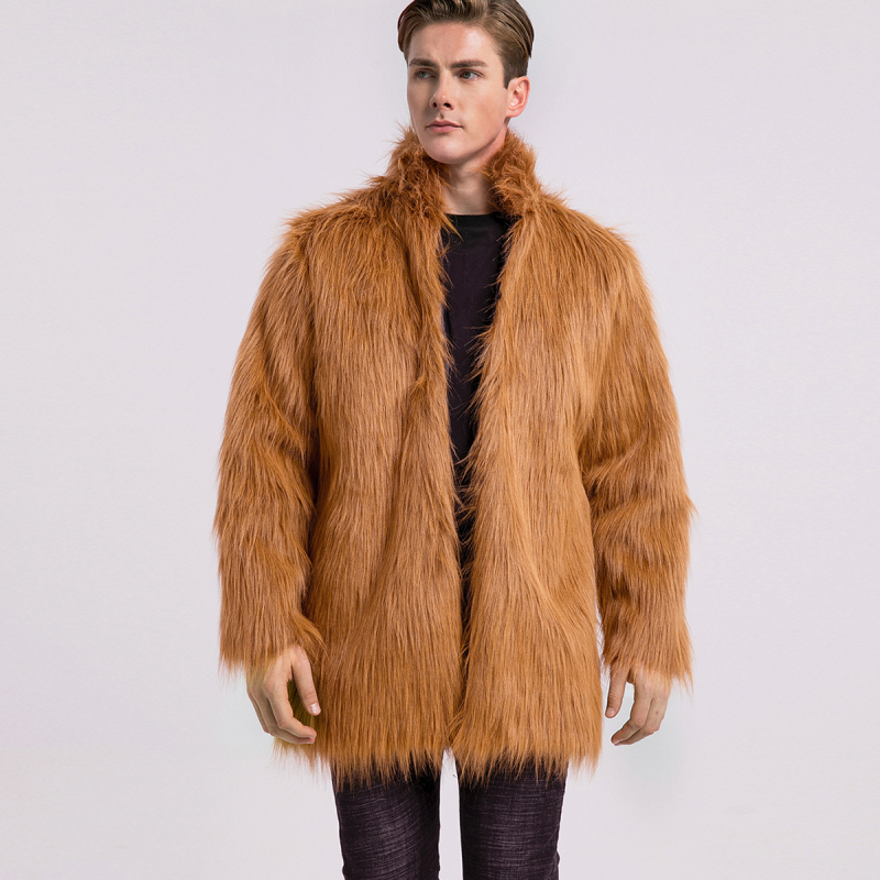 Sieviešu mākslīgā kažokādas jaka ar stāvošu apkakli, vidēja garuma, garas piedurknes, rudens‑ziemas sezonai