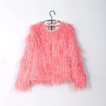 Sieviešu mākslīgā kažoka mētelis, ielu stils, garas piedurknes, apaļš kakla izgriezums, bez apkakles, akrila šķiedra