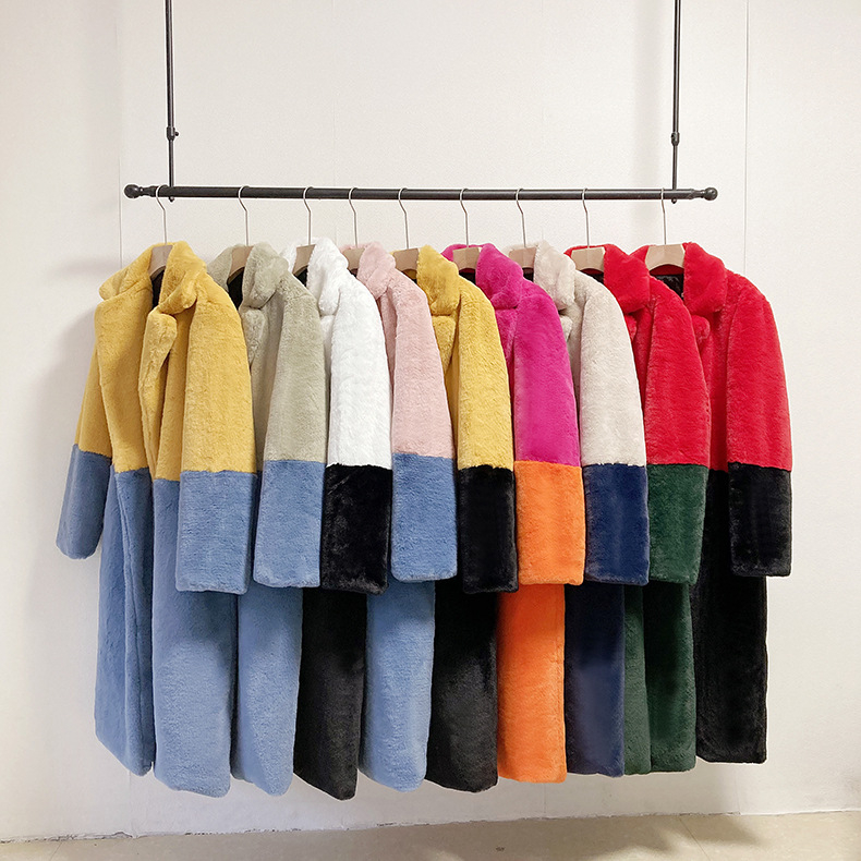 Mākslīgās kažokādas mētelis, garš siluets, polo apkakle, garas piedurknes, izsmalcināts ziemas mētelis