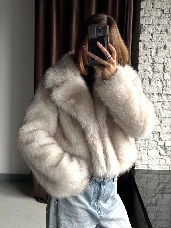 Mākslīgās kažokādas mētelis ar kostīmu apkakli, elegants ikdienas stilam, garas piedurknes, vidēja garuma, audums: mākslīgā kažokāda, 95%+ saturs