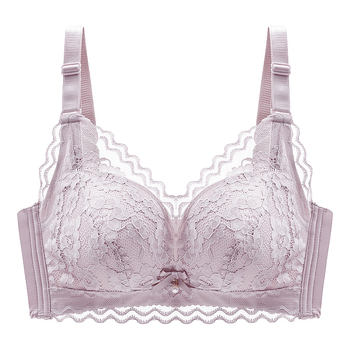 Moterų liemenėlė be vielos su nėriniais, 3/4 puodeliai, plonas viršus, fiksuoti dvigubi dirželiai, nugaros uždarymas su trim eilių kabliukais