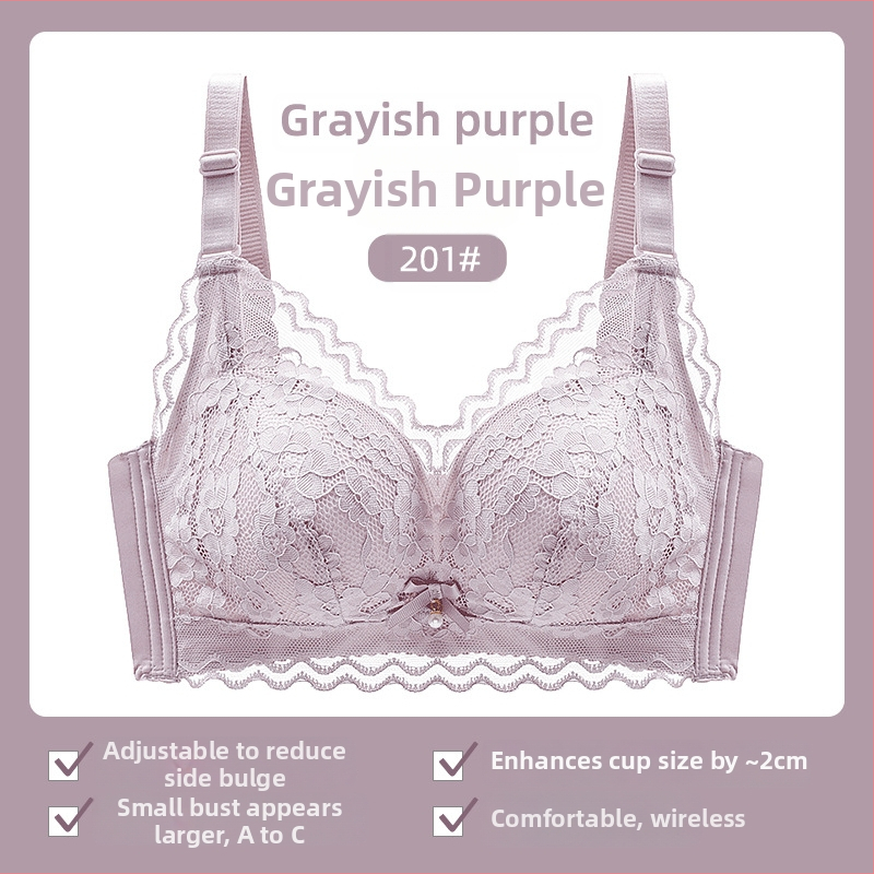 Moterų liemenėlė be vielos su nėriniais, 3/4 puodeliai, plonas viršus, fiksuoti dvigubi dirželiai, nugaros uždarymas su trim eilių kabliukais