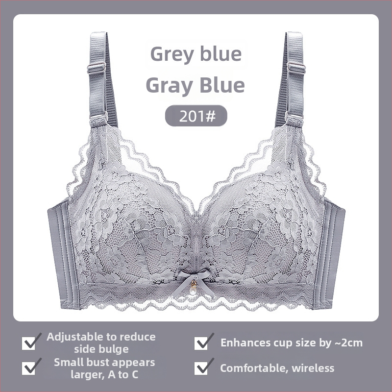 Moterų liemenėlė be vielos su nėriniais, 3/4 puodeliai, plonas viršus, fiksuoti dvigubi dirželiai, nugaros uždarymas su trim eilių kabliukais