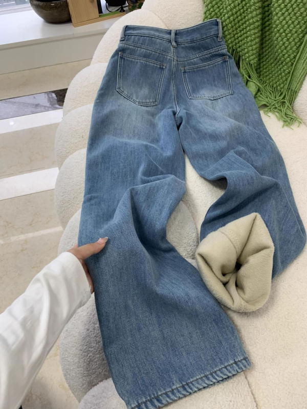 Traperice od denima s visokim strukom, širokim krojem, debela tkanina za zimu 2025